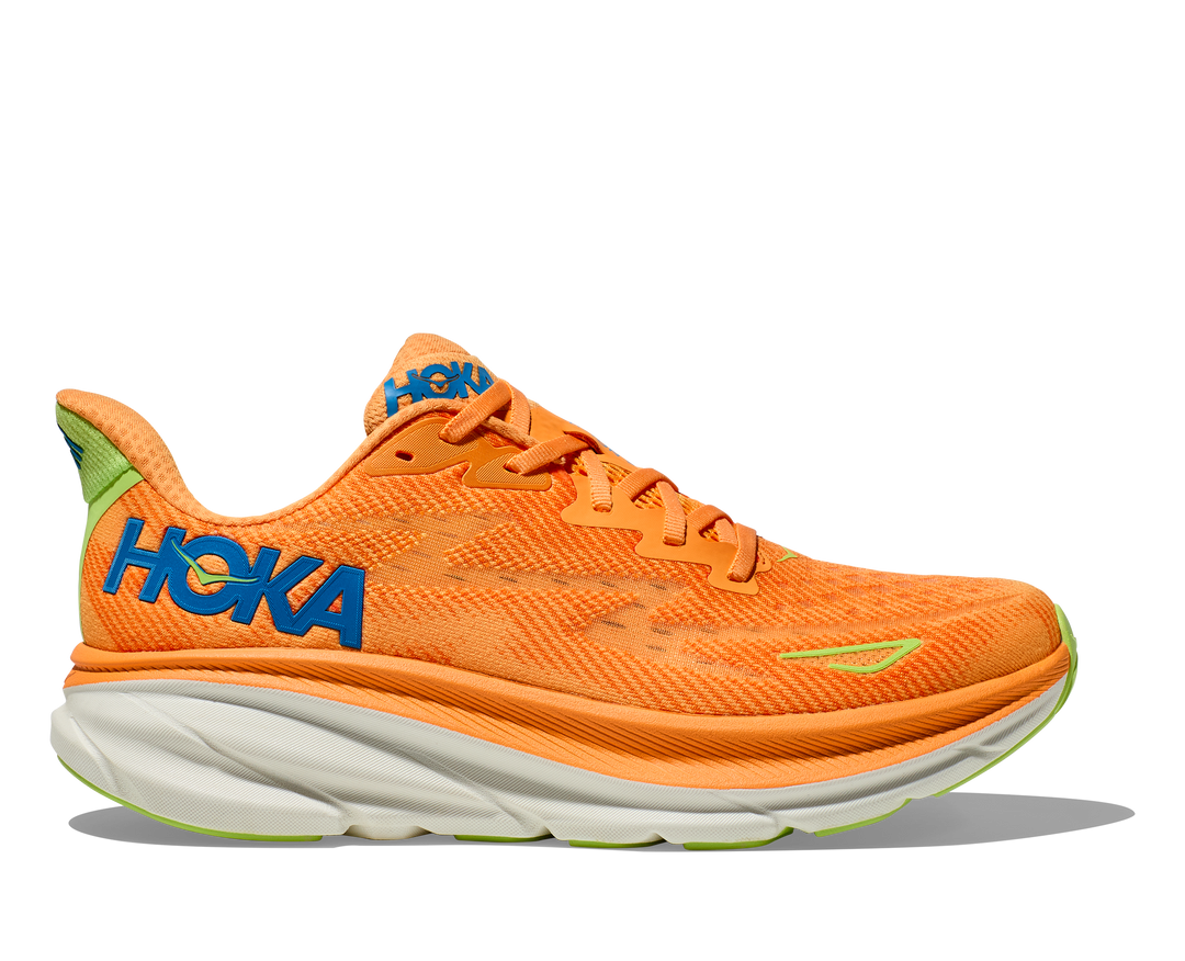 Men's Hoka Clifton 9 Color: Solar Flare/ Lettuce  3