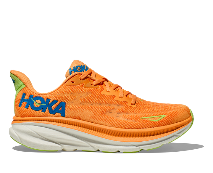 Men's Hoka Clifton 9 Color: Solar Flare/ Lettuce  3