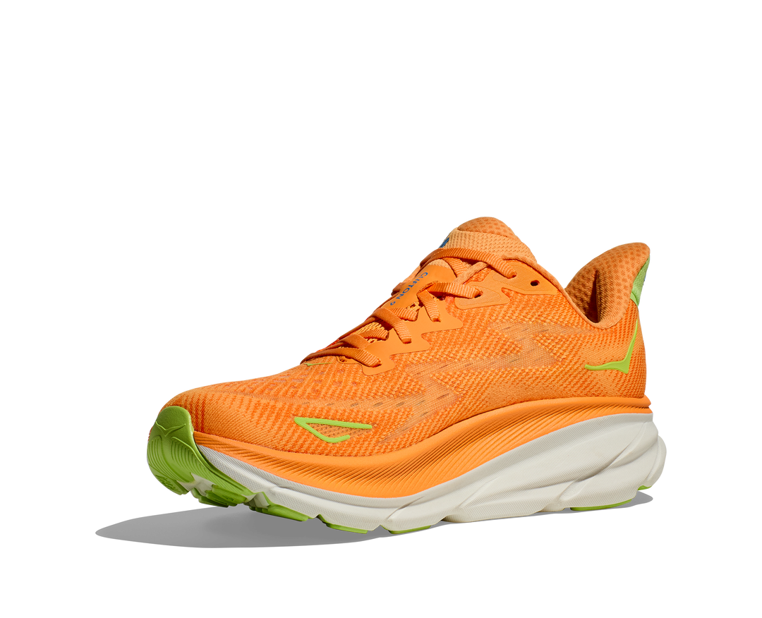 Men's Hoka Clifton 9 Color: Solar Flare/ Lettuce  2