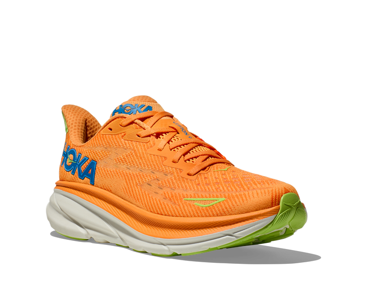 Men's Hoka Clifton 9 Color: Solar Flare/ Lettuce  1