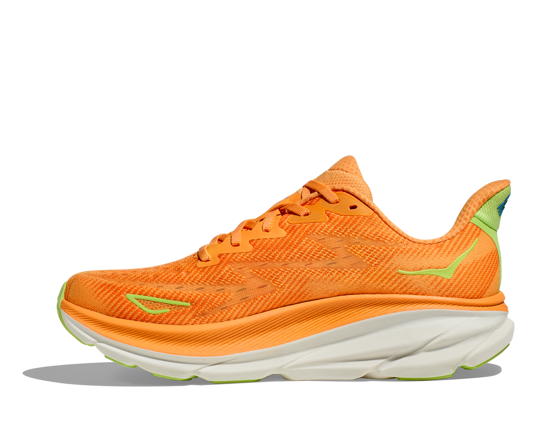 Men's Hoka Clifton 9 Color: Solar Flare/ Lettuce  8