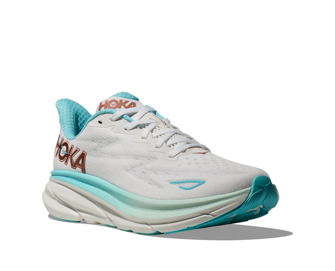 Women's Hoka Clifton 9 Color: Frost/Rose Gold  1