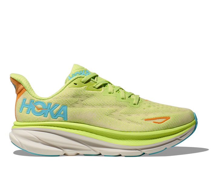 Women's Hoka Clifton 9 Color: Lettuce/ Solar Flare 3