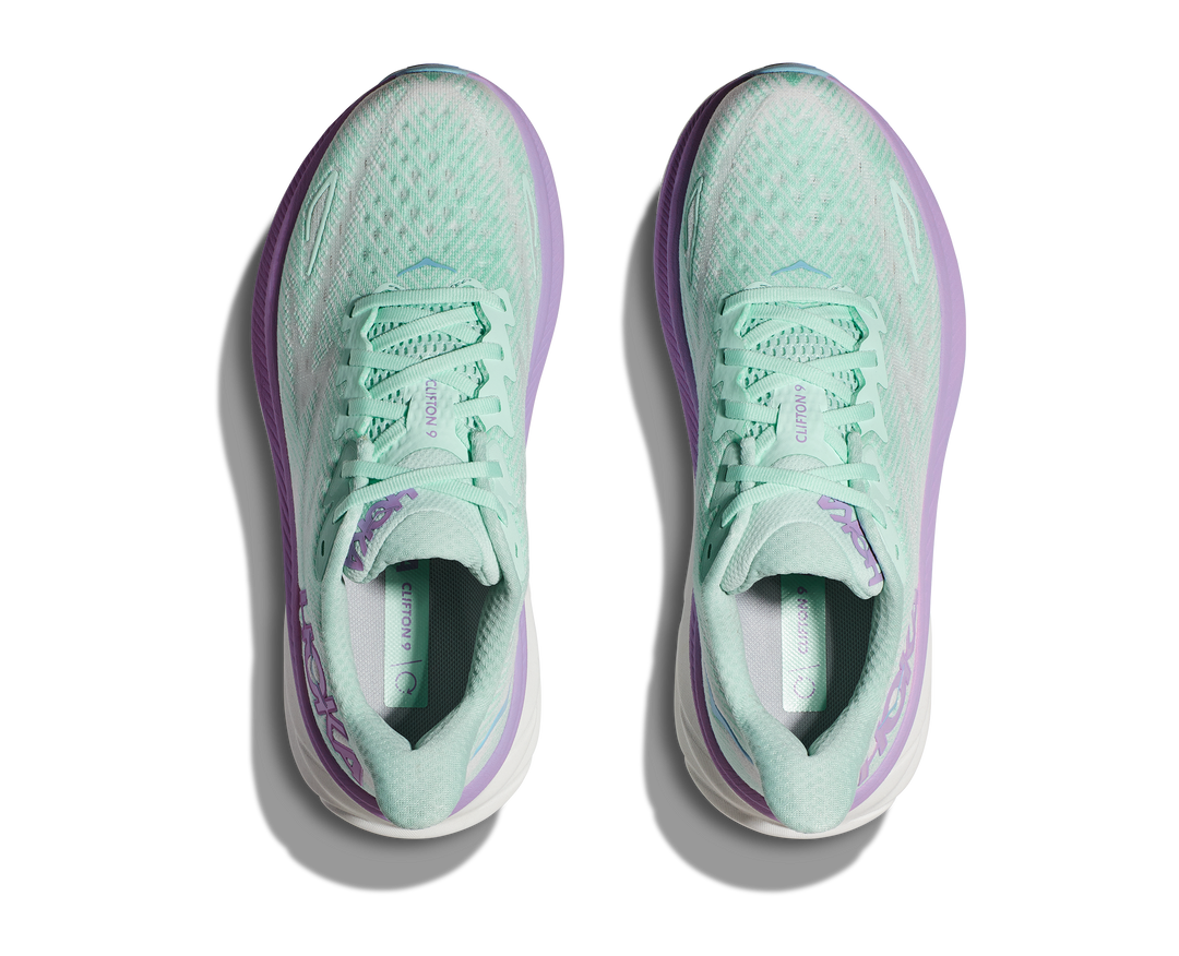 Women's Hoka Clifton 9 Color: Sunlit Ocean/Lilac Mist (WIDE WIDTH)