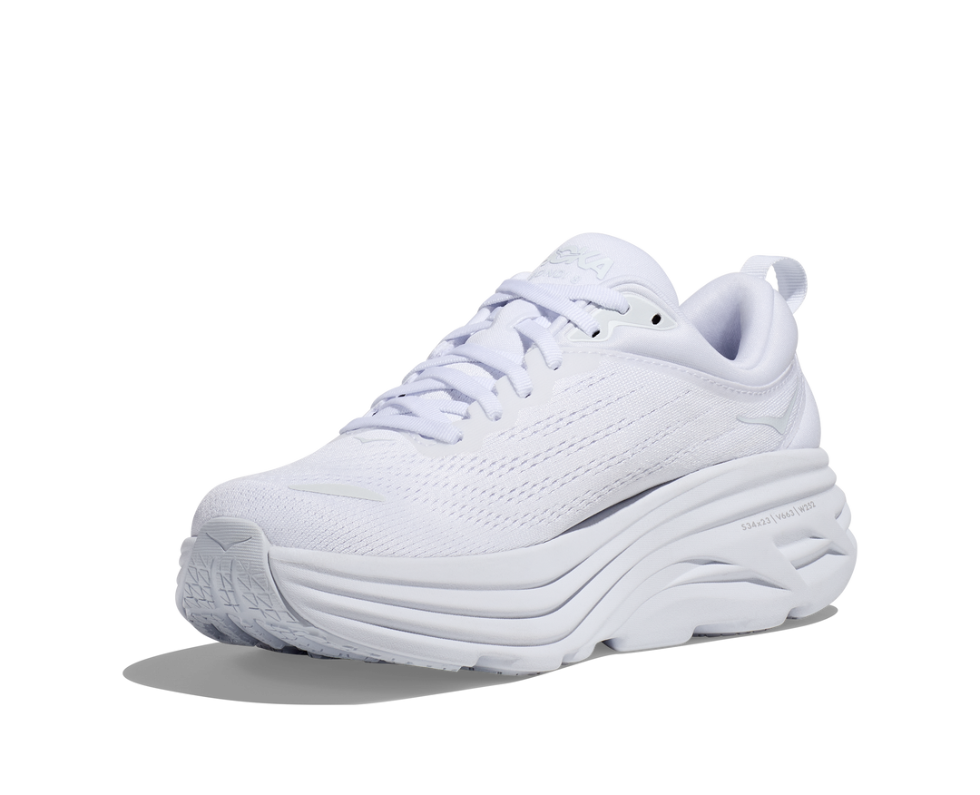 Women's Hoka Bondi 8 Color: White/White (WIDE WIDTH) 2