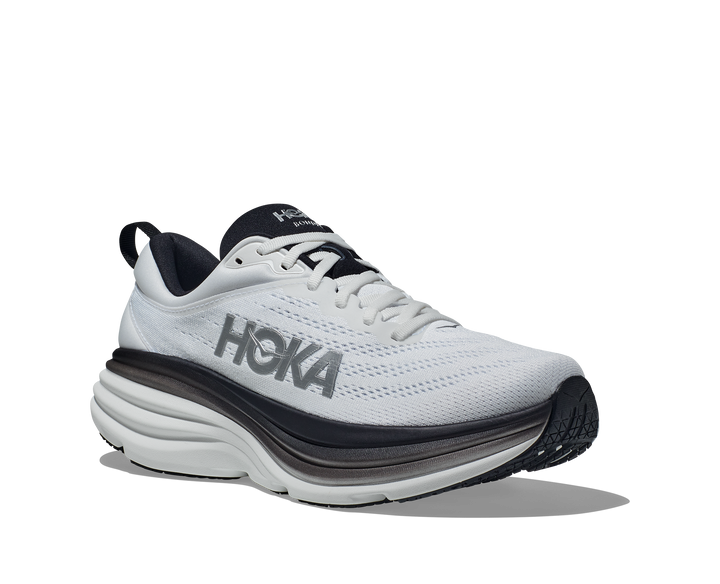 Men's Hoka Bondi 8 Color: White / Black (WIDE WIDTH)