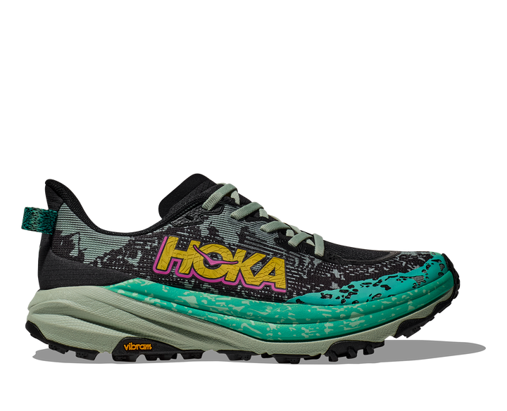 Women's Hoka Speedgoat 6 Color: Black / Aloe Vera  2