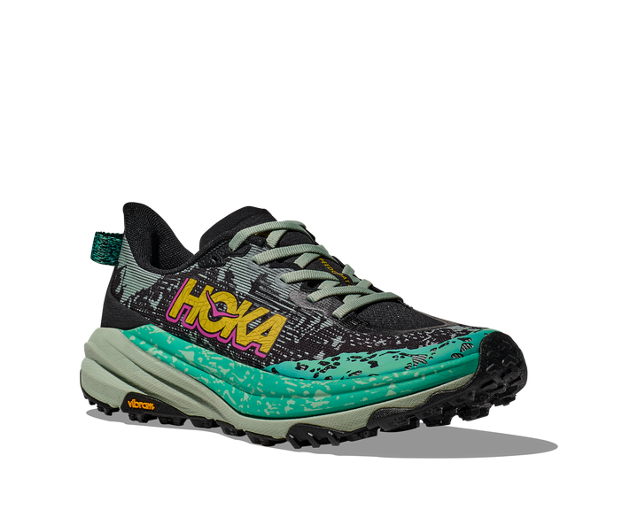 Women's Hoka Speedgoat 6 Color: Black / Aloe Vera  1