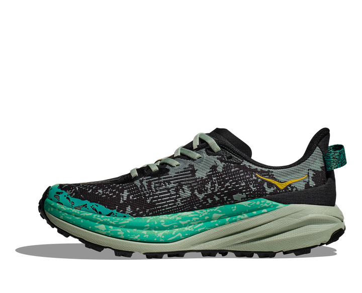 Women's Hoka Speedgoat 6 Color: Black / Aloe Vera  8