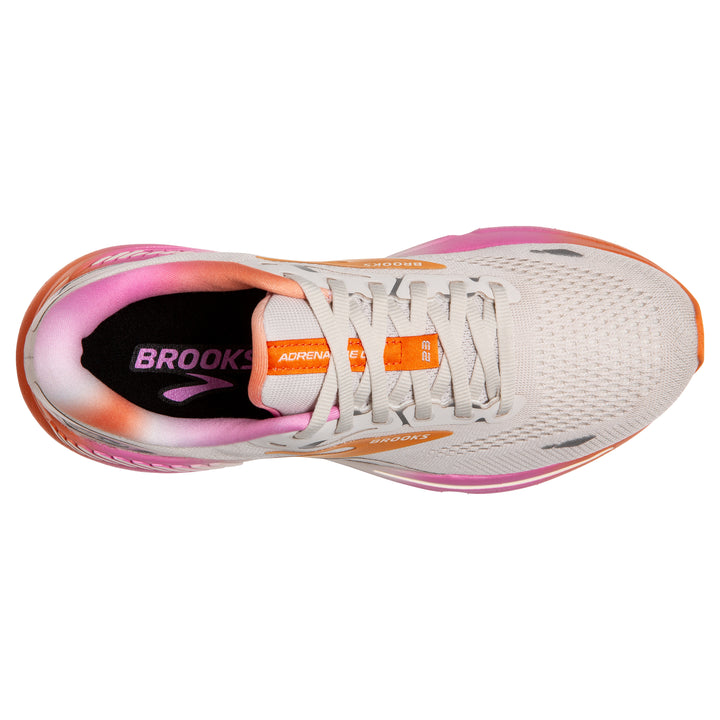 Women's Brooks Adrenaline GTS 23 Color: White Sand/Sunset/Fuchsia 5