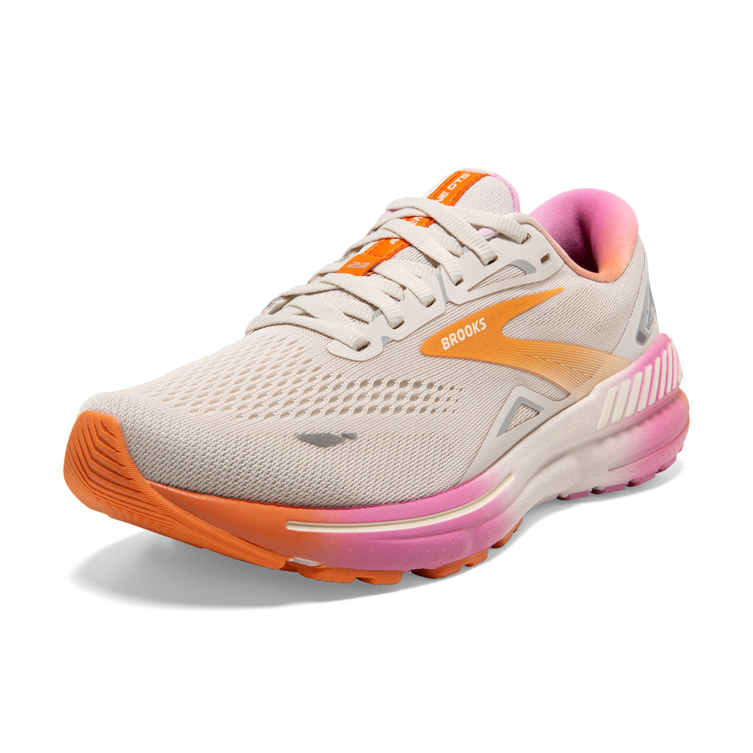 Women's Brooks Adrenaline GTS 23 Color: White Sand/Sunset/Fuchsia 7