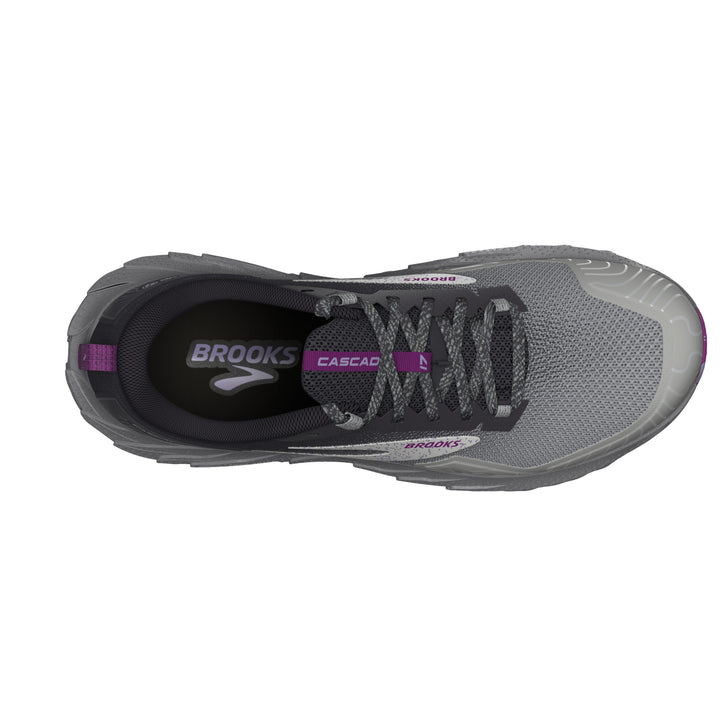 Women's Brooks Cascadia 17 Color: Oyster/Blackened Pearl/Purple (WIDE WIDTH)