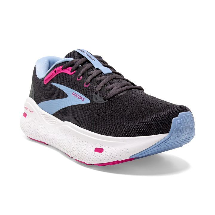 Women's Brooks Ghost Max Color: Ebony/Open Air/Lilac Rose