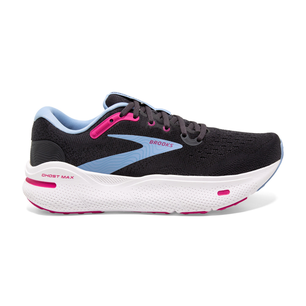Women's Brooks Ghost Max Color: Ebony/Open Air/Lilac Rose