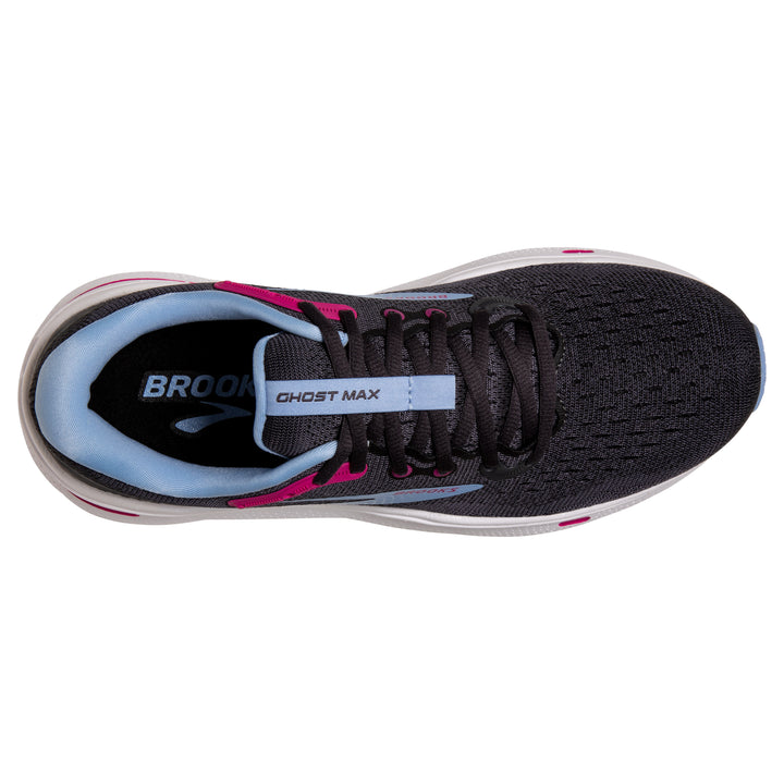 Women's Brooks Ghost Max Color: Ebony/Open Air/Lilac Rose