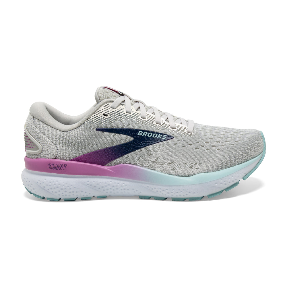 Women's Brooks Ghost 16 Color: White / Grey / Estate Blue (WIDE WIDTH) 2