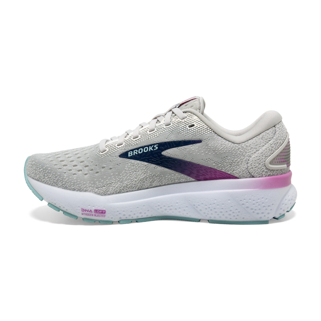 Women's Brooks Ghost 16 Color: White / Grey / Estate Blue 4