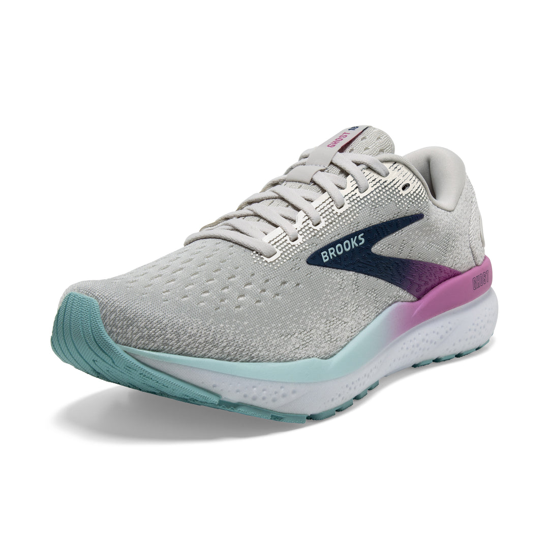 Women's Brooks Ghost 16 Color: White / Grey / Estate Blue 7