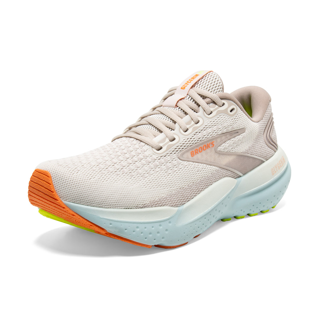 Women's Brooks Glycerin 21 Color: Coconut/Aqua/Autumn Sunset 7