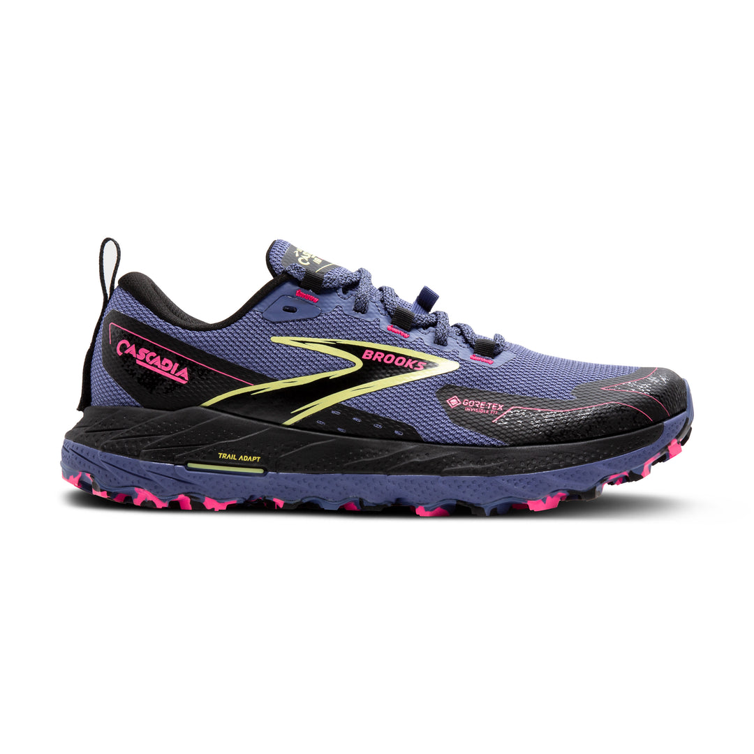 Women's Brooks Cascadia 18 GTX Color: Grey Blue/Black/Pink  2