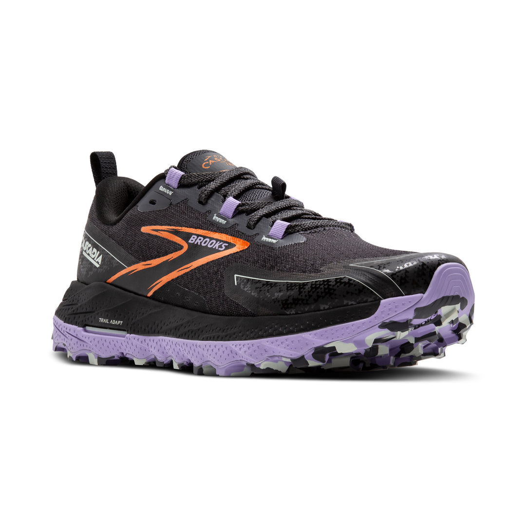 Women's Brooks Cascadia 18 Color: Ebony/Lav/Copper (WIDE WIDTH) 1