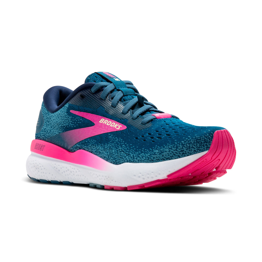 Women's Brooks Ghost 16 GTX Color: Moroccan Blue/Pink/Yellow 1