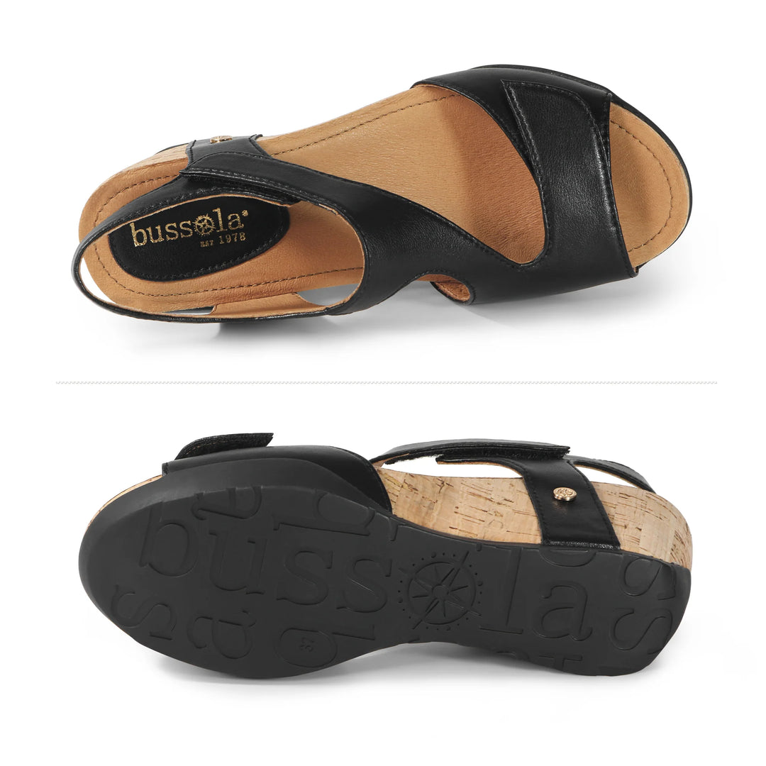 Women's Bussola Nicky Wedge Sandal Color: Black  3