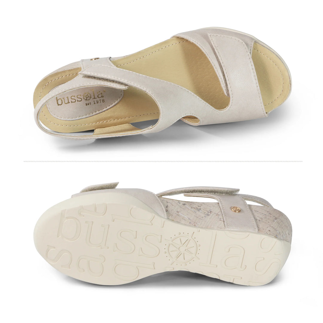 Women's Bussola Nicky Wedge Sandal Color: Ivory 3