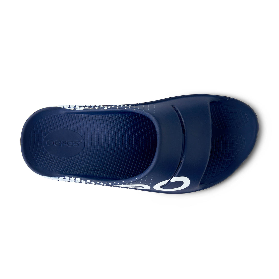 Unisex Oofos OOahh Sport Slide Sandal Color: Matrix Navy 4