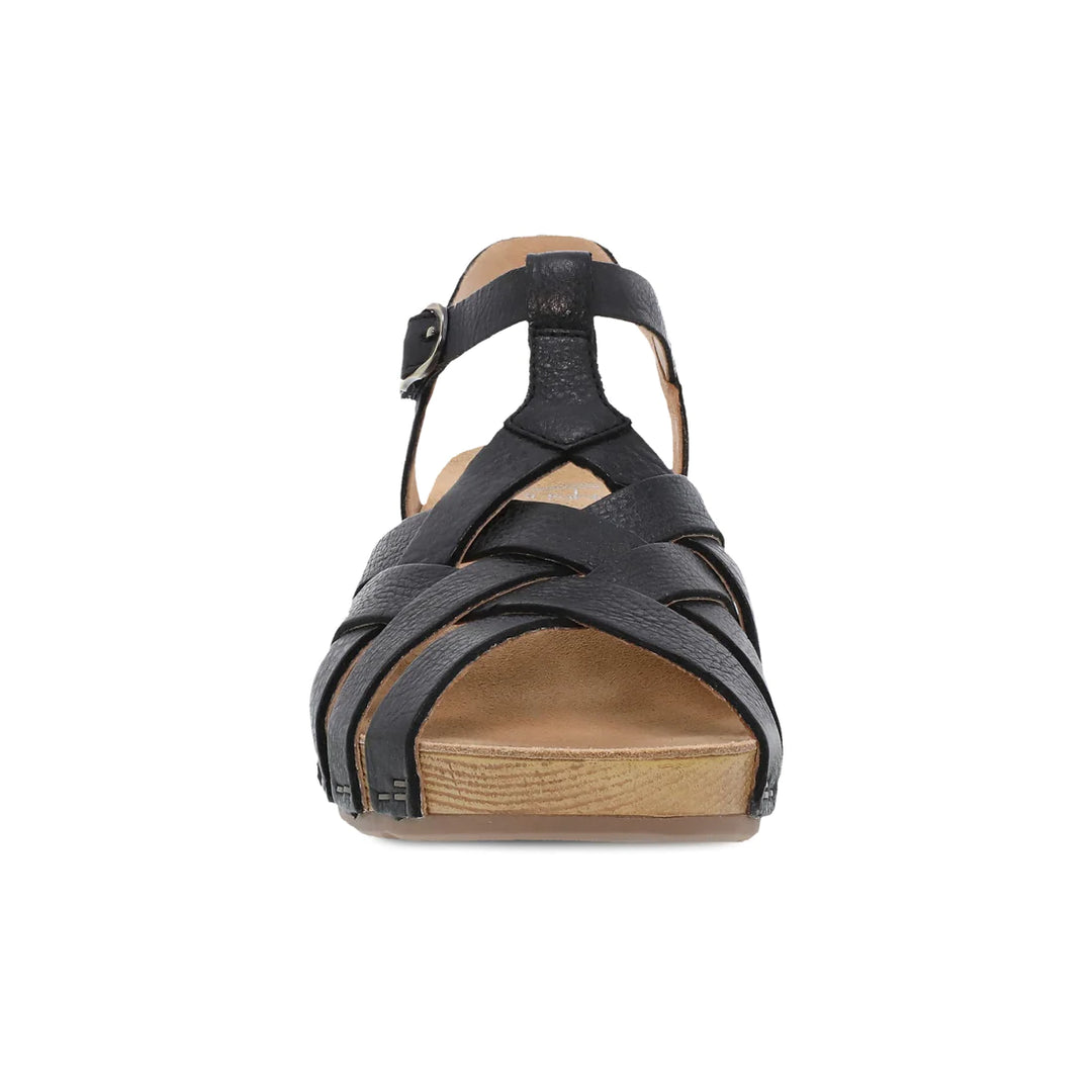 Women's Dansko Tinley Color: Black Milled Burnished Sandal 6