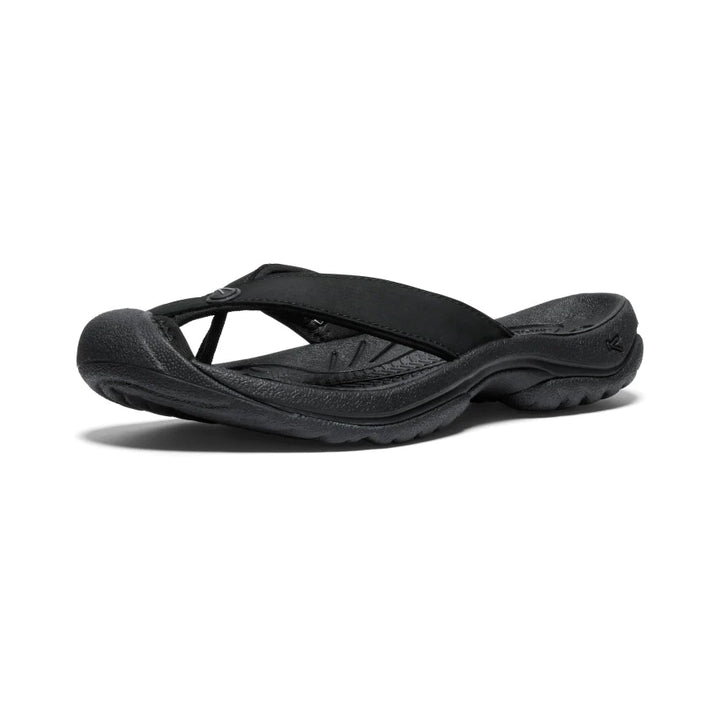  Women's Keen Waimea Leather Flip Flop Color: Black / Black 6