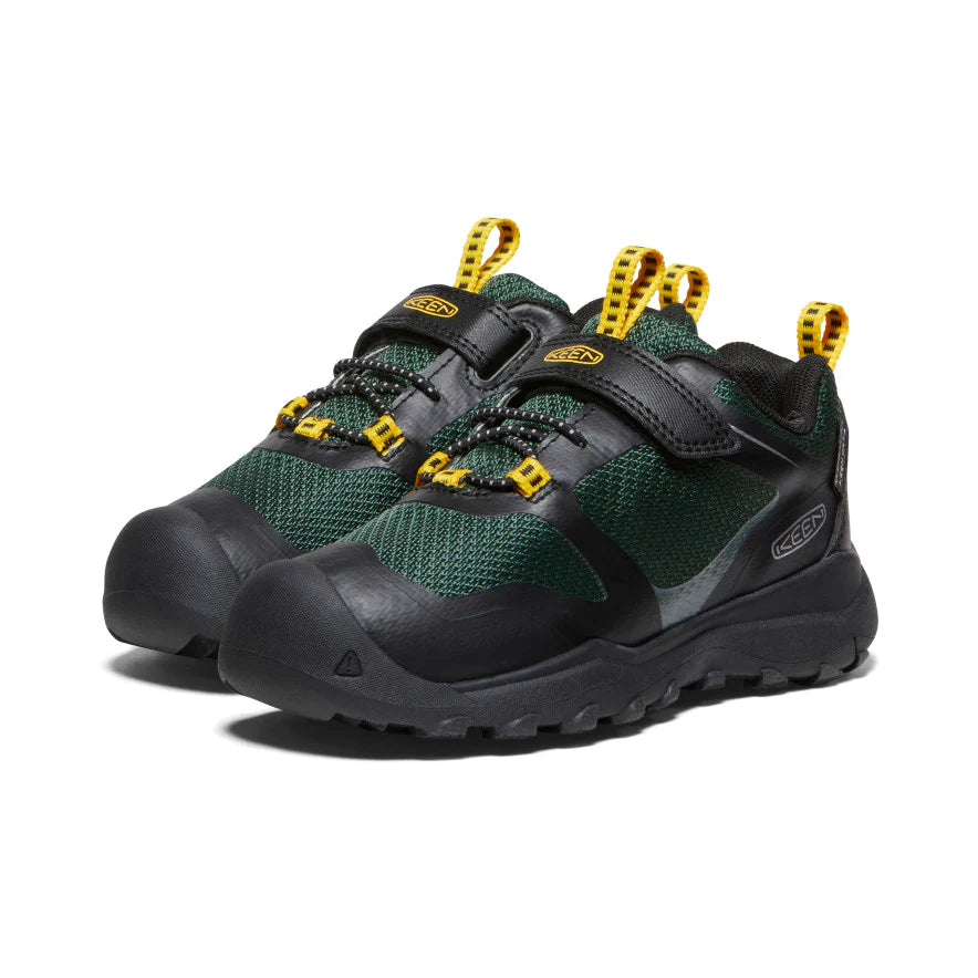 Little Kid's Keen Wanduro Waterproof Shoe Color: Black / Greener Pastures