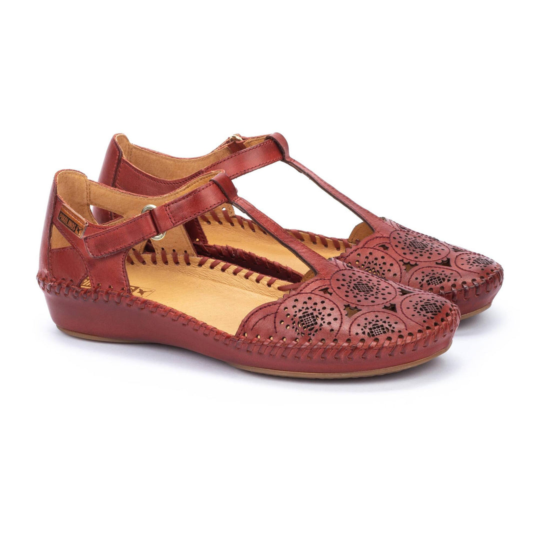 Women's Pikolinos P. Vallarta Punched Leather Sandals Color: Sandia  1