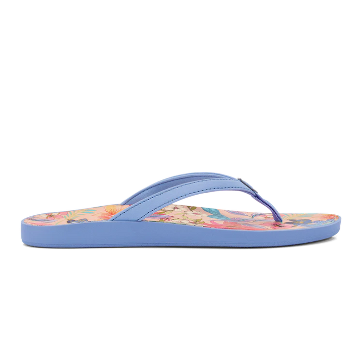 Women's Olukai Puawe Color: Cloud Blue / Flower 1