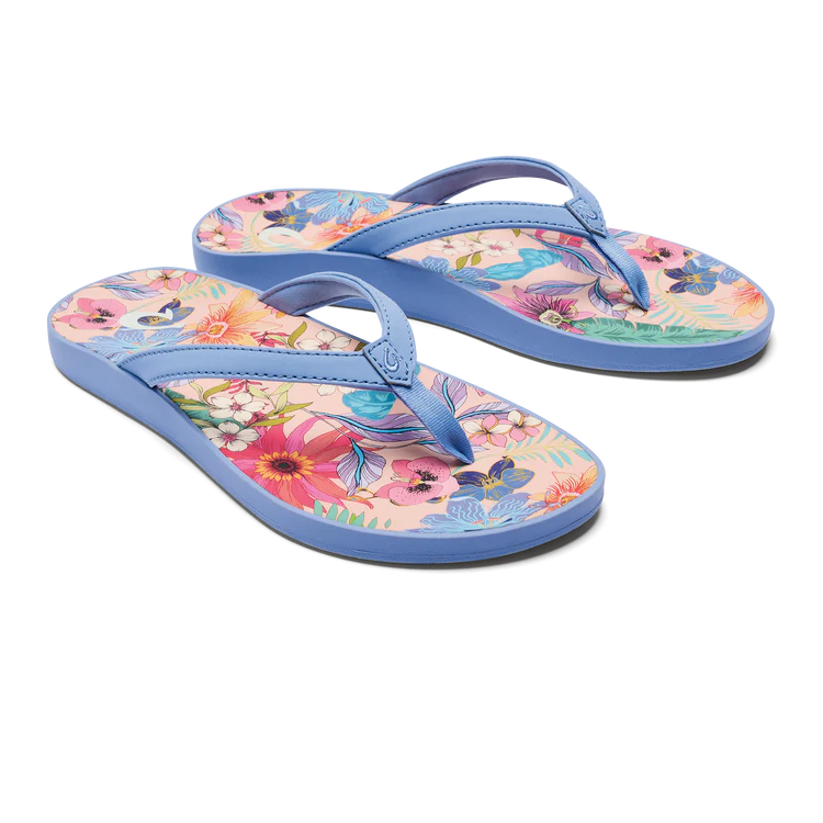 Women's Olukai Puawe Color: Cloud Blue / Flower 5