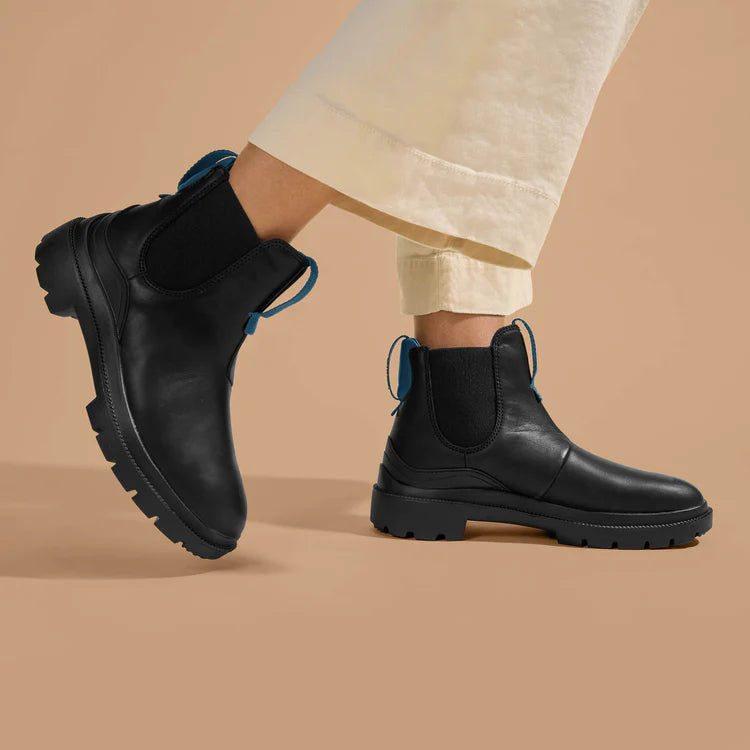 Women's Olukai Hehi Waterproof Chelsea Boots Color: Black / Lagoon 6