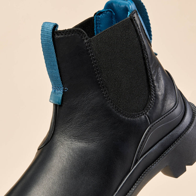 Women's Olukai Hehi Waterproof Chelsea Boots Color: Black / Lagoon 7