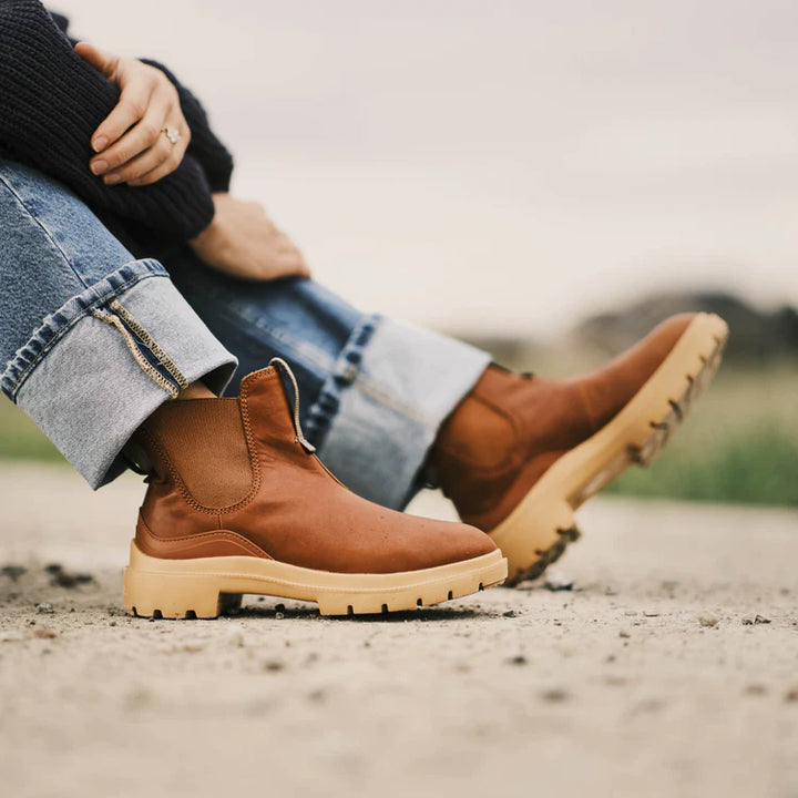 Women's Olukai Hehi Waterproof Chelsea Boots Color: Fox / Hunter  7