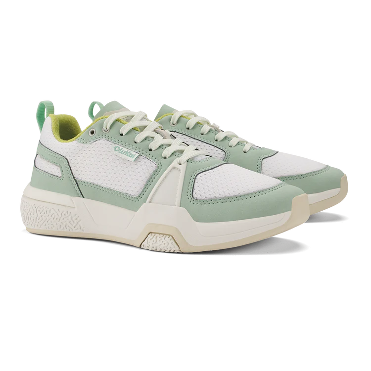 Women's Olukai Anau Pickleball Shoes Color: Bright White / Pale Mint  2