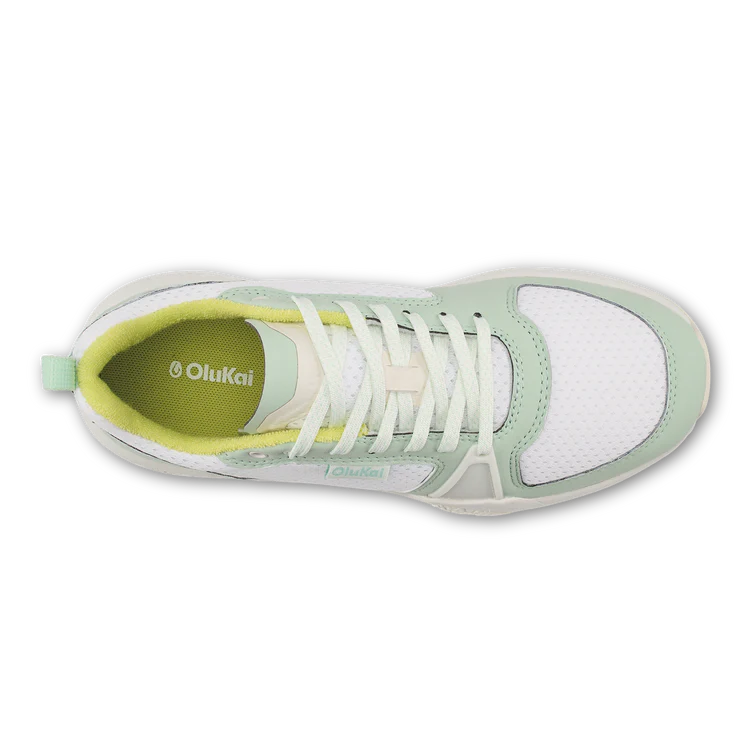 Women's Olukai Anau Pickleball Shoes Color: Bright White / Pale Mint  4