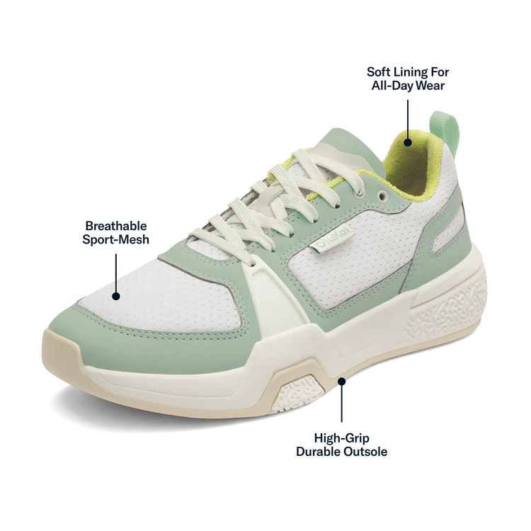 Women's Olukai Anau Pickleball Shoes Color: Bright White / Pale Mint  5