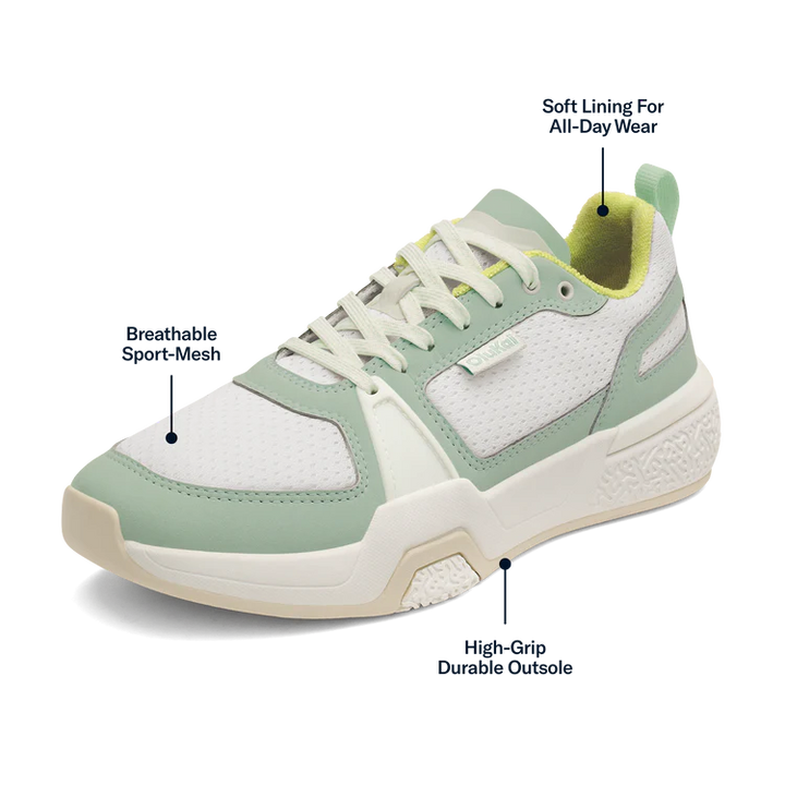 Women's Olukai Anau Pickleball Shoes Color: Bright White / Pale Mint  5