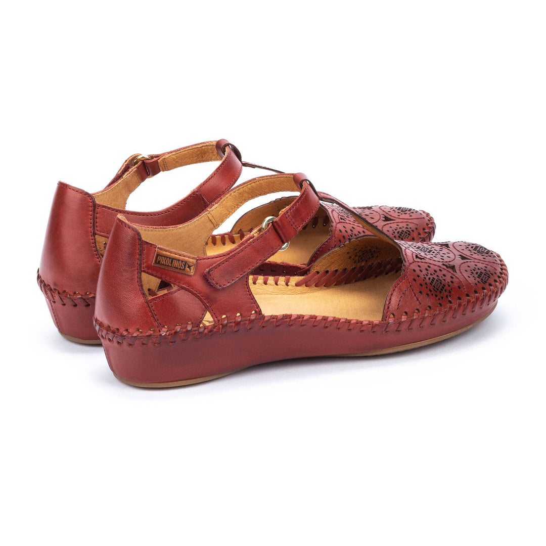 Women's Pikolinos P. Vallarta Punched Leather Sandals Color: Sandia  4