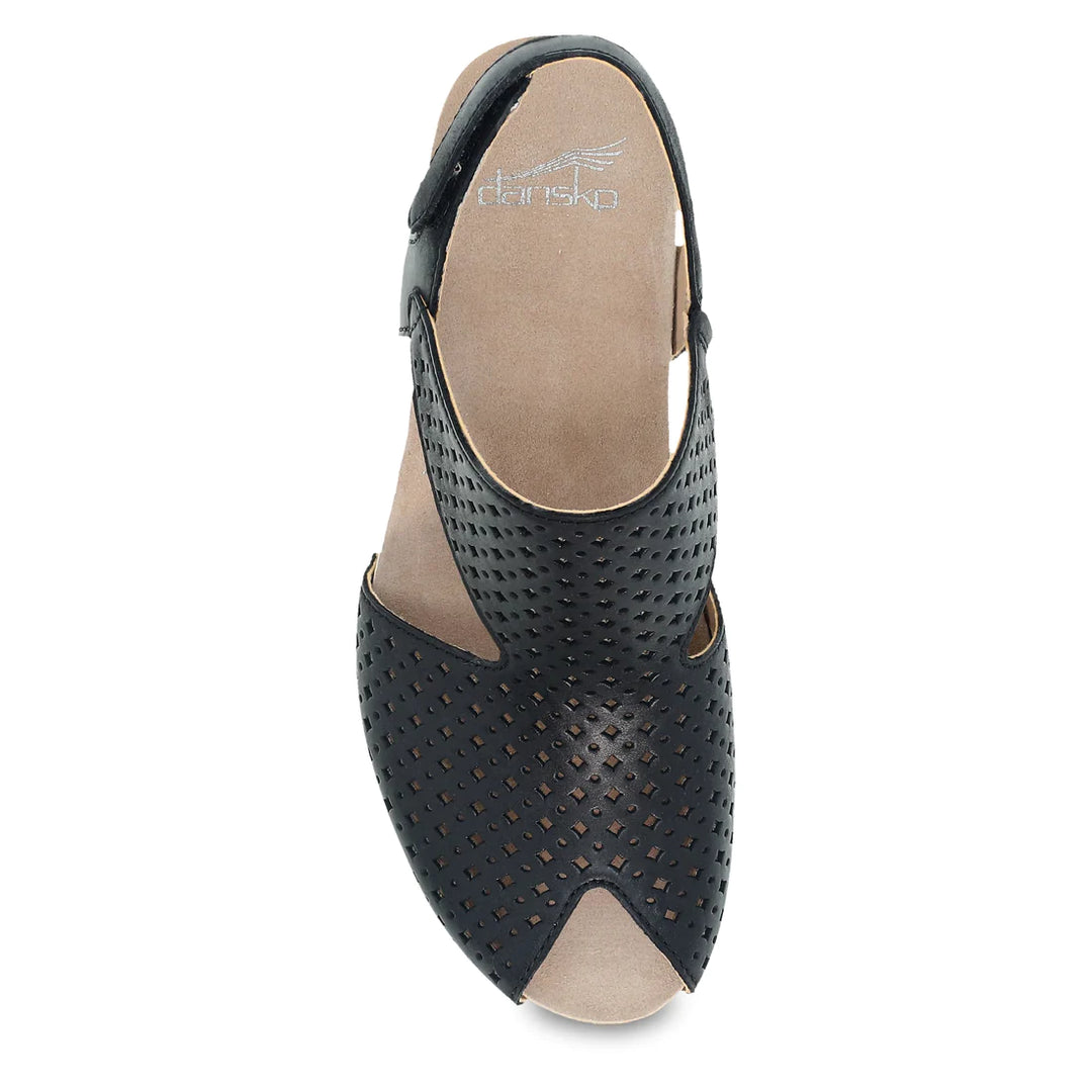 Women's Dansko Teagan Color: Black Burnished Nappa Sandal  4