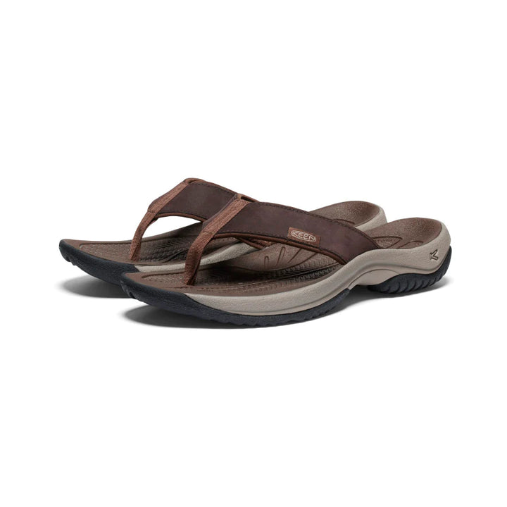 Men's Keen Kona Leather Flip Flop Color: Java / Dark Earth  1