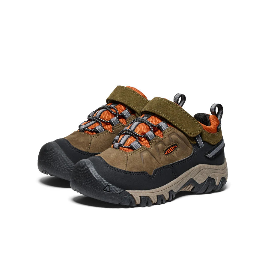 Little Kid's Keen Targhee IV Waterproof Hiking Shoe Color: Dark Olive/Gold Flame 1