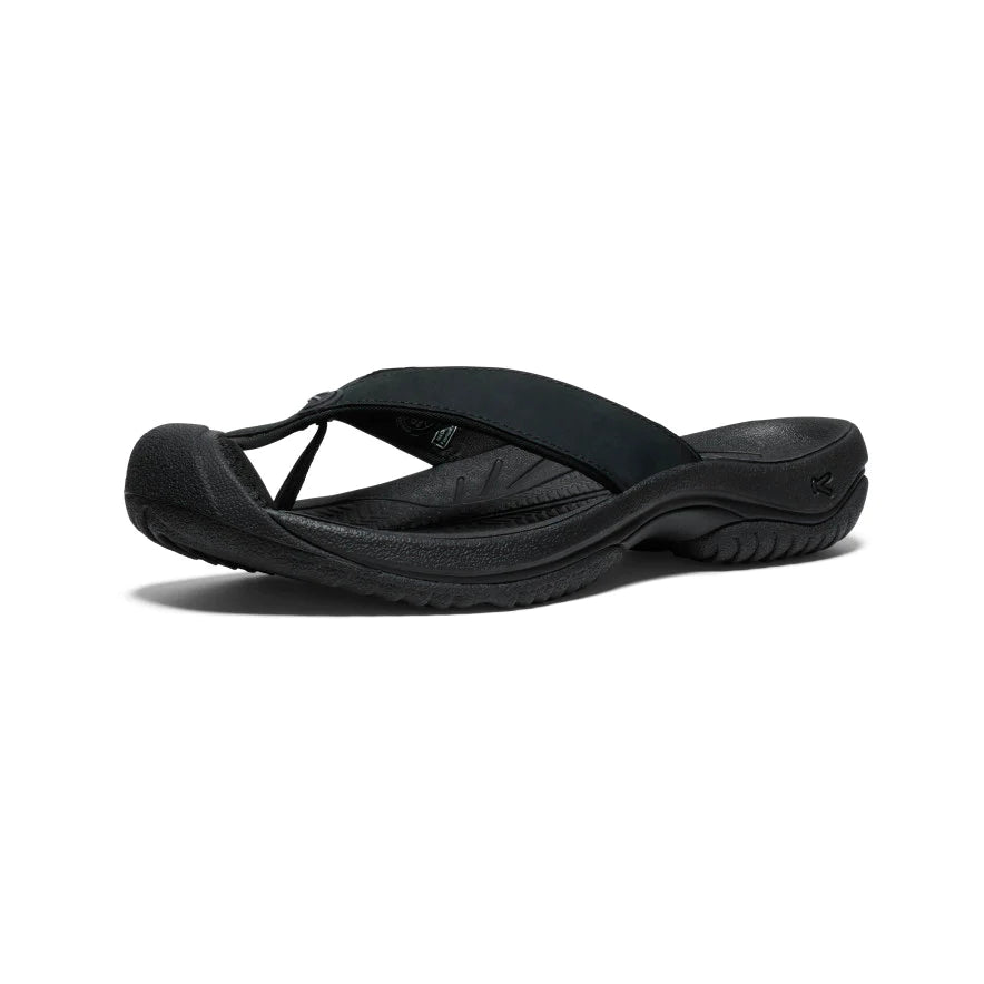 Men's Keen Waimea Leather Flip Flop Color: Black / Black  6