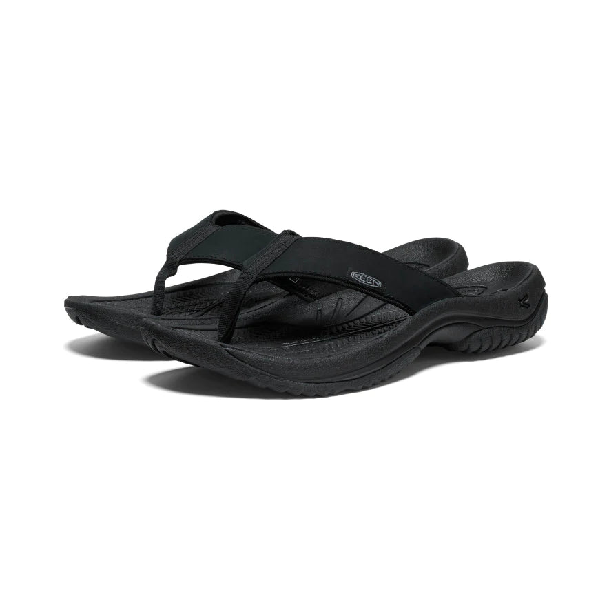 Men's Keen Kona Leather Flip Flop Color: Black/ Steel Grey  1
