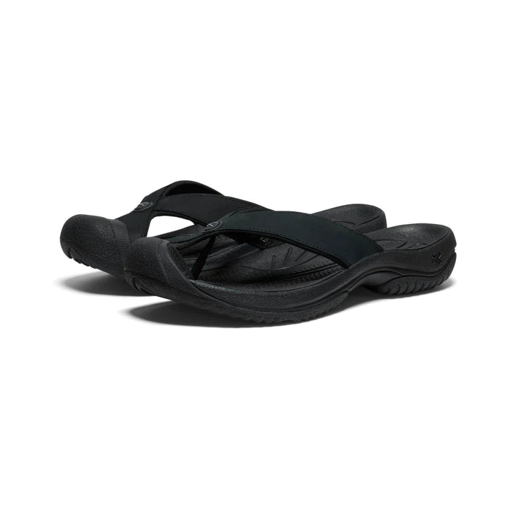 Men's Keen Waimea Leather Flip Flop Color: Black / Black  1