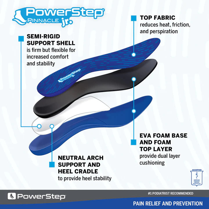 PowerStep Pinnacle Junior Insoles | Children's Pain Relief Shoe Insert